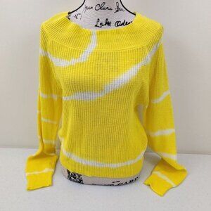 Blush & Bloom Yellow & White Wide Neck Sweater M